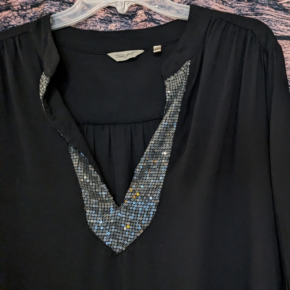 Western Wear Sequin Collar Black Shirt